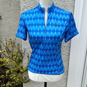 SheBeest Women's Blue Diamond Pattern Cycle Jersey Size S